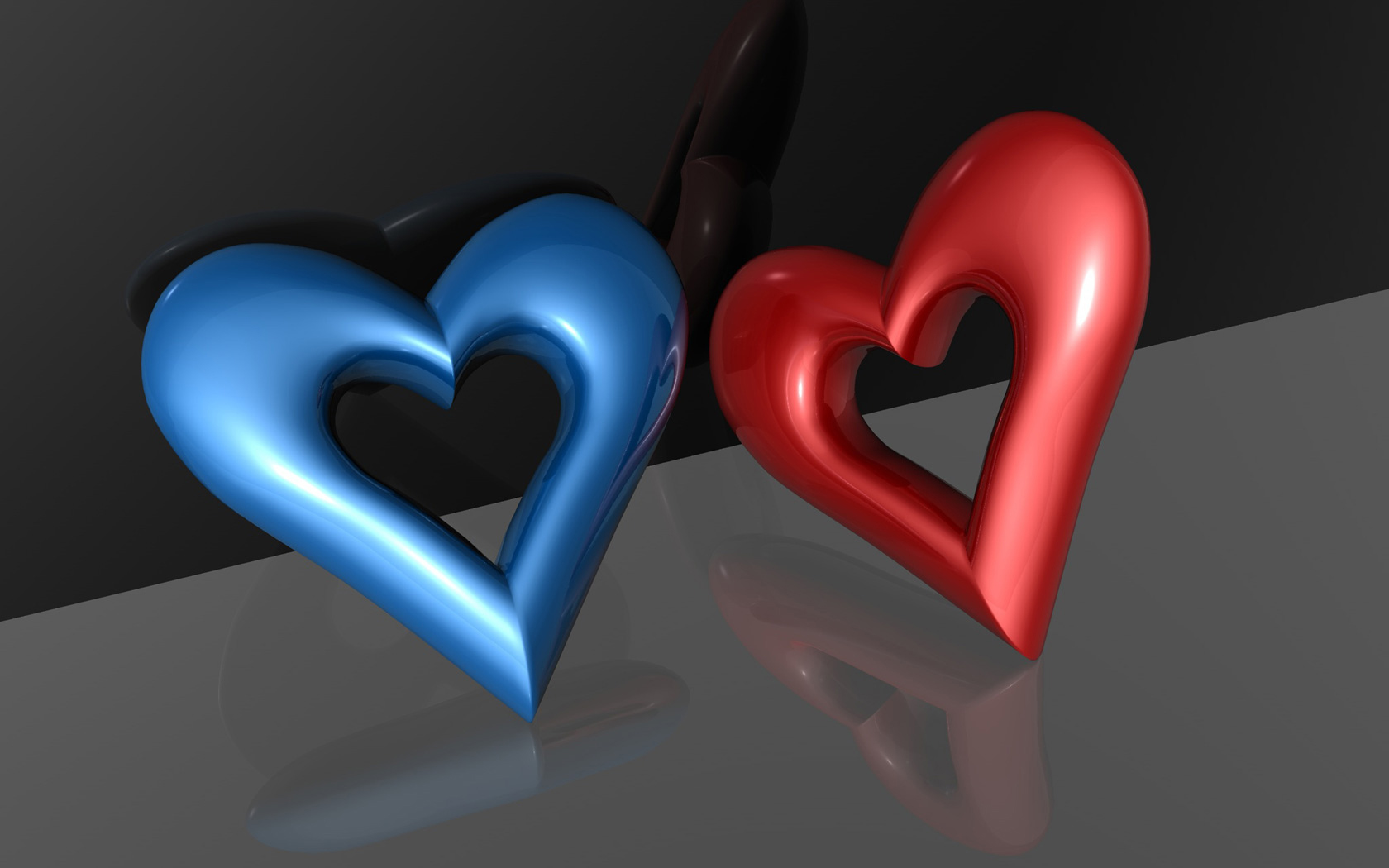 Blue and Red 3D Heart Wallpaper
