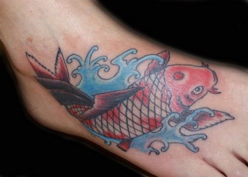 Foot Koi Fish Tattoo