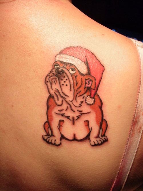 Christmas Bulldog Tattoo