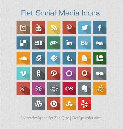 Flat Free Social Media Icons