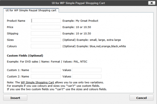 UI for WordPress Simple Paypal Shopping Cart